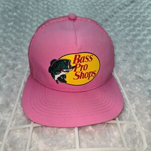 Bass Pro Shops Mesh Trucker Hat Cap Pink Snapback Osfm Logo Fishing OS Mens back